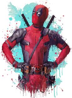 DivineDesigns 53 cm Deadpool Artwork Sticker ( Size :- 53 X 71 cm ) Self Adhesive Sticker