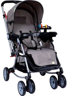 1st Step Rockstar Baby Rocking Stroller With 5 Point Safety Harness And Reversible Handlebar-Grey Stroller