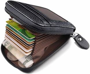 Flipkart SmartBuy RFID Protected Black Leather Zip Case Credit/Debit/ATM For Men & Women Slot 10 Card Holder