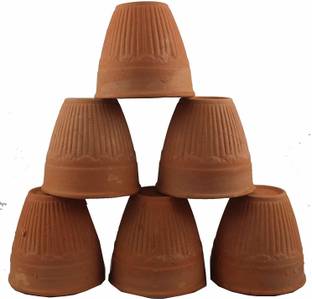 shriyam craft (Pack of 6) Baked Clay Khullad/Cups Traditional Chai Tea Cup/Lassi Set of 6 (Medium) Glass Set Water/Juice Glass