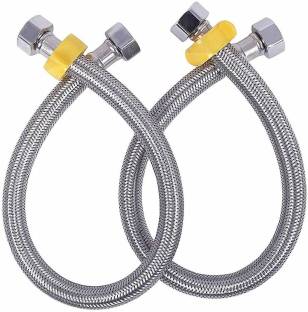 Caisson Stainless Steel 304 Grade Connection Pipe, Chrome Finish (1/2-inch, 24-inch) Pack of 2 pcs Hose Pipe