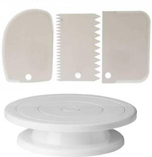 Philocaly Enterprise Cake Turntable with 3 different design cake scrapper for cake designing and decoration Kitchen Tool Set Kitchen Tool Set