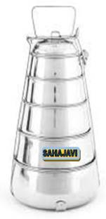 सहजावी Traditional Indian Stainless Steel, 5 Tier Tiffin Container/ Lunchbox 5 कंटेनर लंच बॉक्स