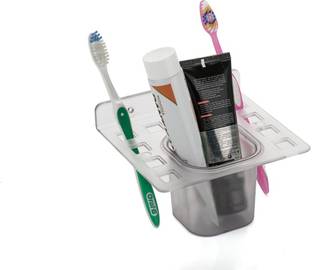 iSTAR 2 in 1 Wall Mount Toothpaste and Tooth Brush Holders of ABS Plastic Unbreakable for Bathroom Plastic Toothbrush Holder Plastic Toothbrush Holder