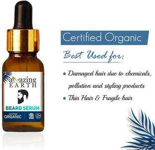 Amazing Earth Beard Serum for Men - Certified Organic, Hair Growth, Argan Oil, Shiny Beard, No Silicone, Vegan & Cruelty Free