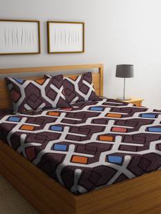 Cortina 104 TC Cotton Double Geometric Flat Bedsheet
