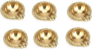 Fashion Bizz Brass Diwali Kuber Deepak On StandDiyas Table Diya Set Brass (Pack of 6) Table Diya Set