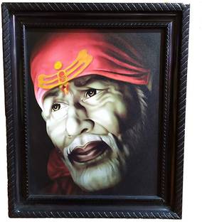 S A Gifts Shirdi Sai Baba Wall Hanging Matte Finish Wooden Photo Religious Frame