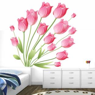 StickMe Pink - Tulip - Blooming - Beautiful - Flowers - Baby - Kids - Nursery - Pre - School - Kinder - Garden - Decorative - Creative - Wall Sticker-SM1020