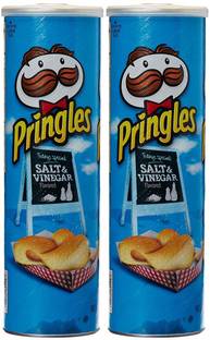Pringles Salt & Vinegar Potato Crisps, 158g (Pack of 2) Chips