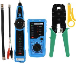 Techtest Professional Wire Tracker RJ11 RJ45 Cable Toner Line Finder Multifunction Wire Tracer Ethernet LAN Network Cable Collation Telephone Line Tester Continuity Checking with RJ11 Adapter Cable Tester for Ethernet LAN Telephone Line Test Network Cable Collation Wire Tracing Continuity Checking Positive/Negative Polarity Ring/TIP Line Level Detection With Rj45 Rj11 Crimping Tool Ethernet Cable Lan Cable Crimper Analog Multimeter