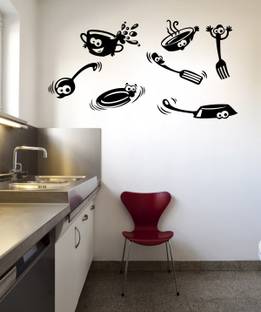 Decoration Stickers 76 cm "Funny kitchen tools " decorative wall sticker size:-39cmx76cm Self Adhesive Sticker
