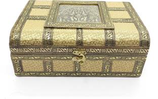 RHANDICRAFT Jewellery Box Oxidised Meenakari Work , Antique Wooden Red Velvet Box, Golden. Brown Work antique look, Wedding gift Box, 2 roll Bangle whith Jewellery Box, Storage Bengals Vanity Box multi Vanity Box  Jewelery box,bangle box,vanity box Vanity Box