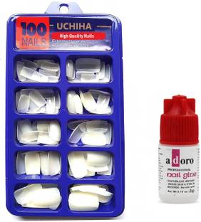 Uchiha Empressive Curve Artificial Nails With Glue White