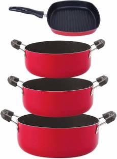 NIRLON Dishwasher Safe Non-Stick Coated Aluminium Kitchenware Set with Bakelite Handle Non-Stick Coated Cookware Set
