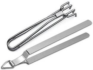 Dynore Stainless Steel Chapati Roti Chimta with Pakkad Utensil Holder. Stainless Steel Chapati Roti Chimta with Pakkad Utensil Holder. 28 cm Utility Tong Set