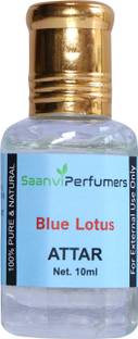Saanvi perfumers Blue Lotus Attar -10 ML Roll-Ons For Unisex, Free From Alcohol & Pure Natural Real Fragrance Floral Attar