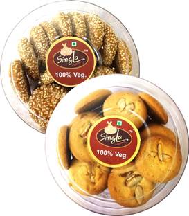 Singla Almonds cookies, Til Cookies biscuits combo box of 2 (2 * 300g) Cookies Biscuit