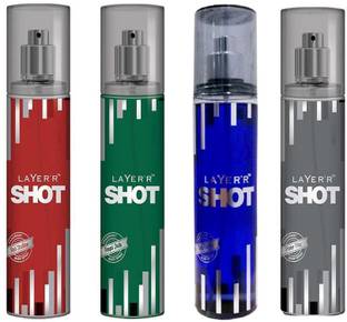 LAYER'R 1 SHOT DEEP DESIRE DEODORANT 135 ML+1 SHOT POWER PLAY DEODORANT 135 ML+1 SHOT ROYAL JADE DEODORANT 135 ML +1 SHOT RED STALLION DEODORANT 135 ML Deodorant Spray  -  For Men & Women