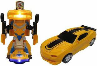 LooknlveSports Light & Music Transformer Robot Car Converting to Super Car for kids (Yellow)