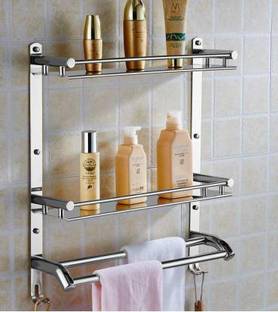 KEEPWELL Stainless Steel 304 Grade Heavy Multi-use Rack / Bathroom Shelf / Kitchen Shelf / Bathroom Stand / Bathroom Rod / Bathroom Accessories Stainless Steel Wall Shelf