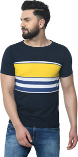 Odoky Striped Men Round Neck Multicolor 