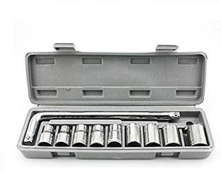 MANDIR D-118 10 Pcs Stainless Steel Socket Wrench Spanner Set Automobile Repair Tool Box Precision Sleeve Wrench Combination Hand Tool Socket Set Heavy Socket Motorcycle Box Single Sided Socket Wrench