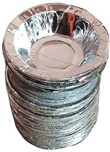 ukal Silver Dessert Bowl Disposable Paper Dona, 4.5-Inch Disposable
