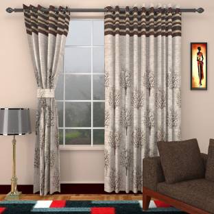Galaxy Home Decor 214 cm (7 ft) Door Jacquard Room Darkening Curtain (Pack Of 2)