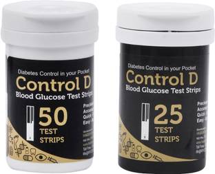 Control D Glucose Sugar Testing 75 Glucometer Strips