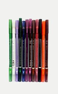 JGJ Davis 2 in 1 Eyeliner & Eye shadow Pencil & Lipliner & Lipstick Pencil Fasion Best Color Waterproof Makeup Back Point With Brush (Pack of 12 pcs)(ALL DIFFERENT COLOR)