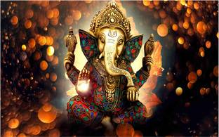 God Ganesh Ji Poster For Room With Gloss Lamination M22 Paper Print