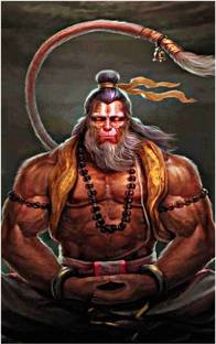 God Hanuman ji Poster For Room With Gloss Lamination M60 Paper Print