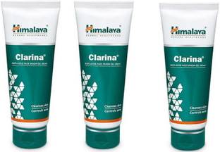 HIMALAYA pack of 3 Clarina ANTI-ACNE FACE WASH GEL Cleanses skin, controls acne face wash 60 ml Face Wash