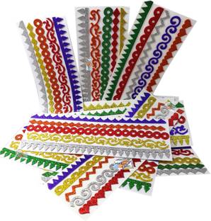 MAJESTIC BASKET Premium Quality Multishaped Border/ Corner Glitter Sheets of Colors for Art & Craft [Pack of 10 Sheets]