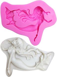 HE Retail Supplies Silicone Fondant & Gum paste Mould Mermaid fish sea girl lady decor mould