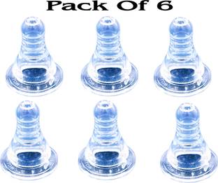 The Little Lookers Anti-Colic Easy Flo Silicone Teats/Nipples | Narrow Neck Feeding Bottle Nipples (Pack of 6) Medium Flow Nipple