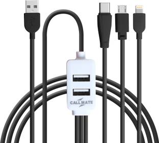 Callmate Lightning Cable 1 m SZNO5 All in one Data and Charging Cable With Dual USB Port ( Type-C , Micro , Lightning )
