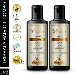 khadi ORGANIQUE Triphala Hair Oil moisturizes the hair roots and seals hair cuticles making them shine beautifully Hair Oil