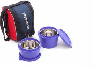 Signoraware Executive Microsafe Steel Lunch Box, Set of 2, Violet 2 Containers Lunch Box