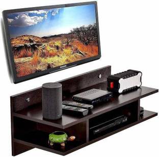 ANTIOUE MART TV Setup Box & Remote Stand home decor Wooden Wall Shelf