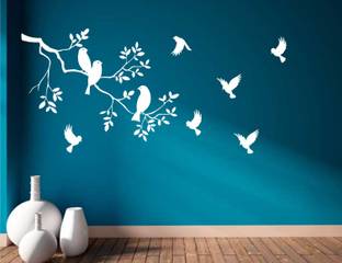 Heaven Decor1 103 cm Flying birds white Wall Sticker And bird on tree Non-Reusable Sticker