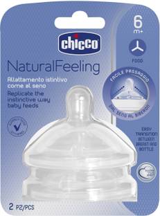 Chicco 2 Teat Natural Feeling 6M+ Food Flow Silicone Nipple Medium Flow Nipple