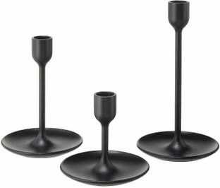 IKEA Candlestick - Set of 3 (Black) Aluminium Candle Holder Set