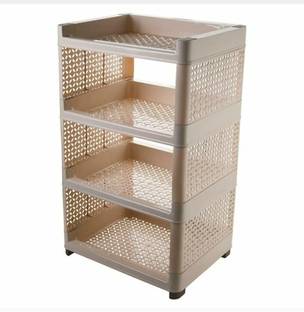 Nilzone Containers Kitchen Rack Plastic 4 Layer Book Storage Display Rack Shelf Cabinet Unit Organizer for Living Room Bed Room Study Room
