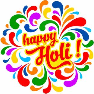 Decoration Designs 61 cm Colourful Happy Holi festival decorative wall sticker Self Adhesive Sticker