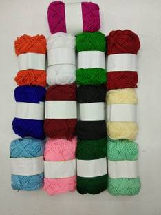 BuyDBest Hand Knitting Art Craft Soft Fingering Crochet Hook Yarn, Needle Knitting Thread For Wool Ball Hand Knitting Art Craft Soft Fingering Crochet Hook Yarn, Needle Knitting Thread Dyed Multi Color Pack Of 13