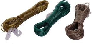 MobFest 20 Meter PVC Coated Steel Anti-Rust Wire Rope Washing Line Clothesline with 2 Hooks Stainless Steel, Polypropylene Clothesline