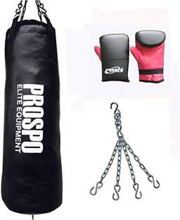 PROSPO Strong and Rough Punching Bag (36inch) with Punching Bag Glove and Chain(Heavy Bag) Boxing Kit