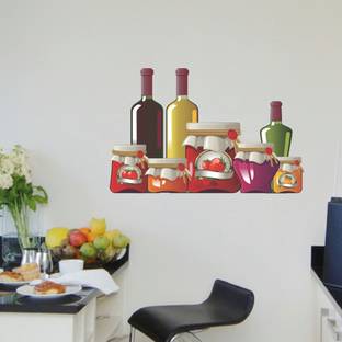 Decor Villa 40 cm Wall Sticker (Bottles,Surface Covering Area -58 x 40 cm) Removable Sticker